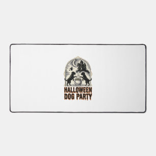Halloween Dog Party Vintage Witch Cauldron Design_ Desk Mat