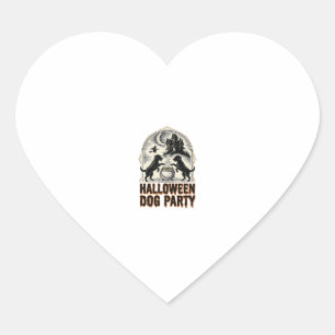Halloween Dog Party Vintage Witch Cauldron Design_ Heart Sticker