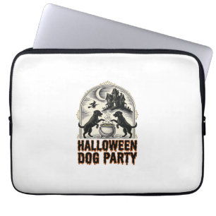 Halloween Dog Party Vintage Witch Cauldron Design_ Laptop Sleeve
