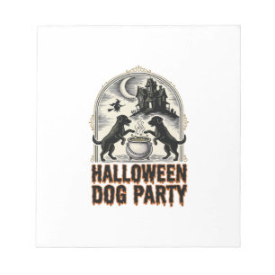Halloween Dog Party Vintage Witch Cauldron Design_ Notepad