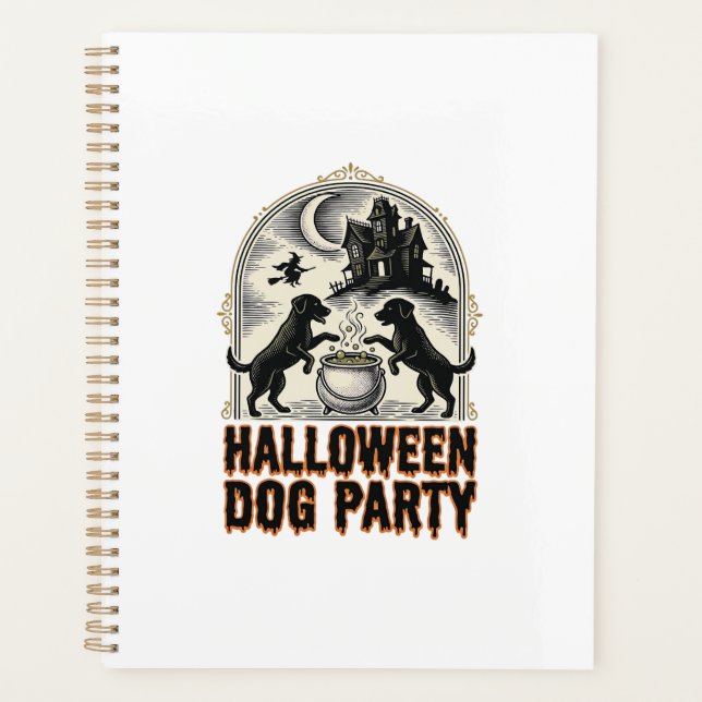 Halloween Dog Party Vintage Witch Cauldron Design_ Planner (Front)