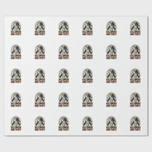 Halloween Dog Party Vintage Witch Cauldron Design_ Wrapping Paper