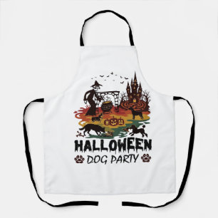 Halloween Dog Party Witch Dogs Pumpkins Castle_1 Apron