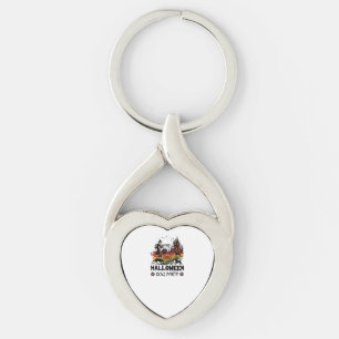 Halloween Dog Party Witch Dogs Pumpkins Castle_1 Key Ring