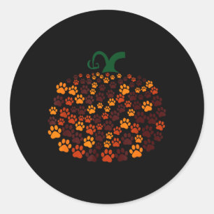 Halloween Dog Paw Pumpkin Women Classic Round Sticker