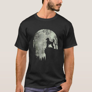 Halloween Dog Poodle Poodle Dog Moon Howl In Fores T-Shirt