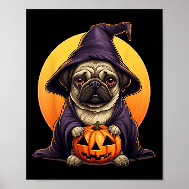 Halloween Dog Pug Poster (Front)
