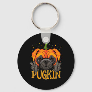 Halloween Dog Pugkin Funny Dog Pumpkin Thanksgivin Key Ring