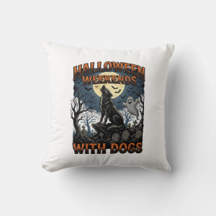Halloween Dog Shirt Vintage Graveyard Pup Cushion