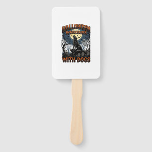 Halloween Dog Shirt Vintage Graveyard Pup Hand Fan