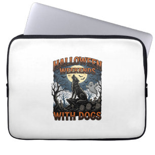 Halloween Dog Shirt Vintage Graveyard Pup Laptop Sleeve