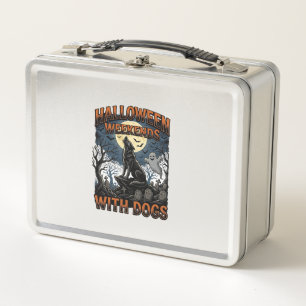 Halloween Dog Shirt Vintage Graveyard Pup Metal Lunch Box