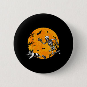 Halloween Dog Skeleton Chasing Dog Halloween 6 Cm Round Badge