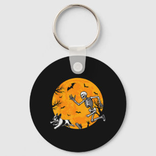 Halloween Dog Skeleton Chasing Dog Halloween Key Ring