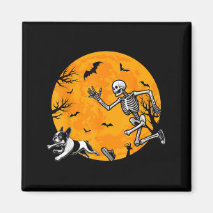 Halloween Dog Skeleton Chasing Dog Halloween Magnet