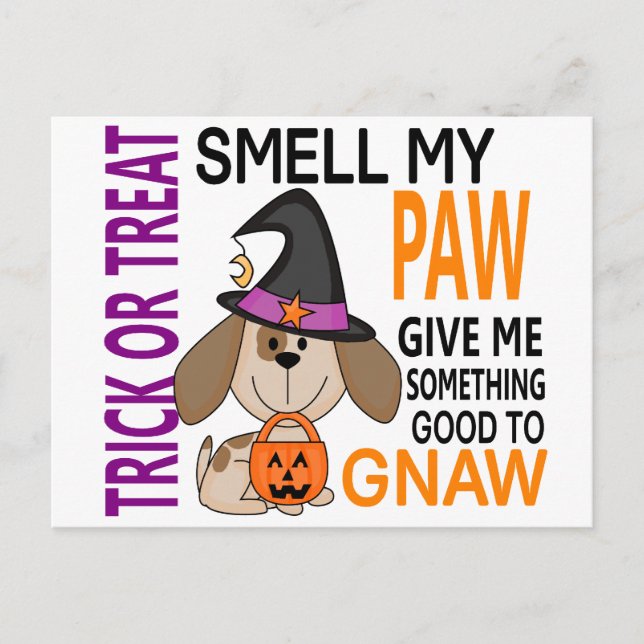 Halloween Dog Smell My Paw 2 Postcard (Front)