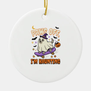 Halloween Dog Spooky Skate Ride Ceramic Tree Decoration