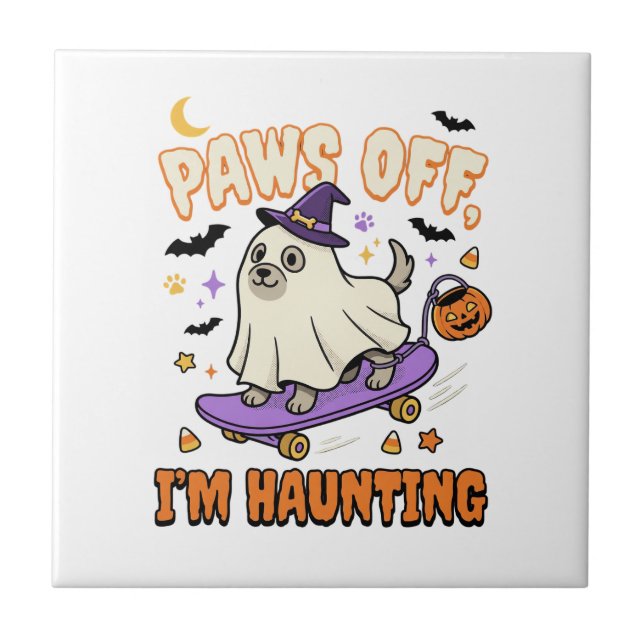 Halloween Dog Spooky Skate Ride Tile (Front)