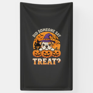 Halloween Dog Treat Bulldog Pumpkin Design Banner