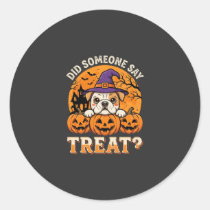 Halloween Dog Treat Bulldog Pumpkin Design Classic Round Sticker