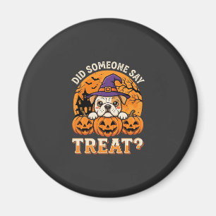 Halloween Dog Treat Bulldog Pumpkin Design Magnet