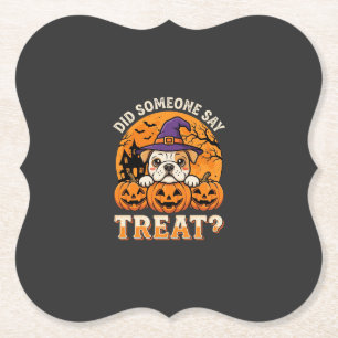 Halloween Dog Treat Bulldog Pumpkin Design Paper Coaster