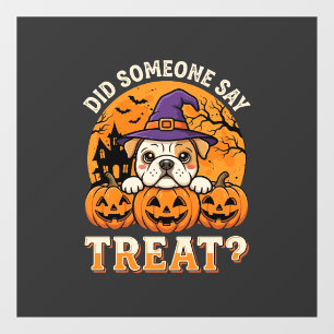Halloween Dog Treat Bulldog Pumpkin Design Window Cling