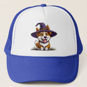 Halloween Dog Wearing a Witch Hat