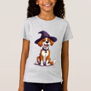 Halloween Dog Wearing a Witch Hat T-Shirt