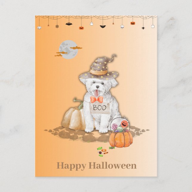 Halloween Dog Wearing Hat Halloween Candy Card (Front)
