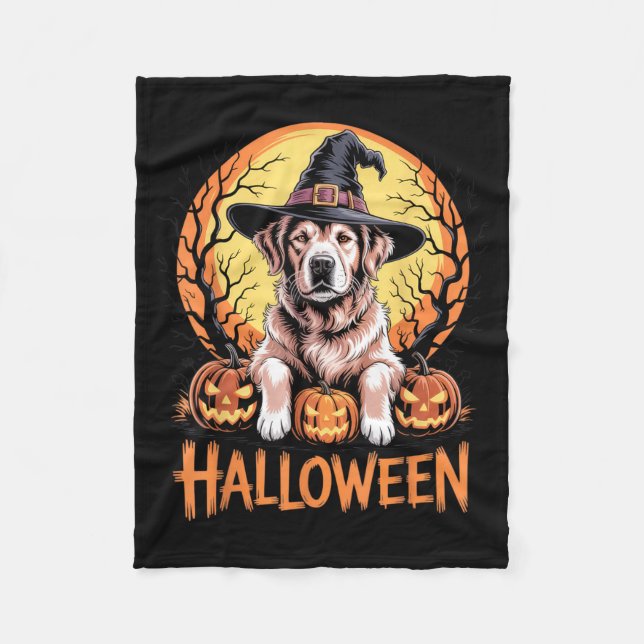 Halloween Dog Witch Design For Pet Lovers And Fleece Blanket (Front)