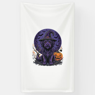 Halloween Dog Witch Pumpkin Vector Art Banner