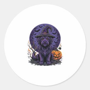 Halloween Dog Witch Pumpkin Vector Art Classic Round Sticker