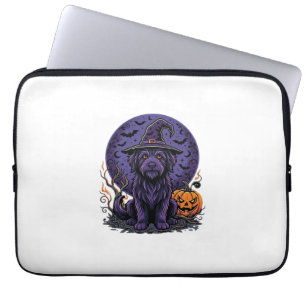 Halloween Dog Witch Pumpkin Vector Art Laptop Sleeve