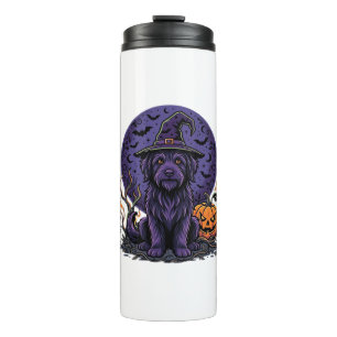 Halloween Dog Witch Pumpkin Vector Art Thermal Tumbler
