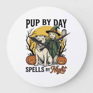 Halloween Dog Witch Shirt Vintage Engraving Pet Te Large Clock