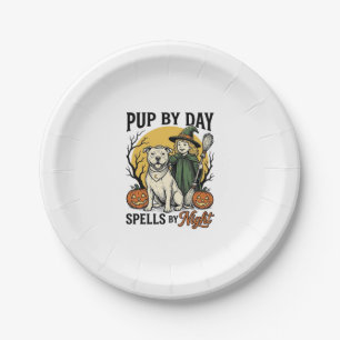 Halloween Dog Witch Shirt Vintage Engraving Pet Te Paper Plate