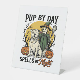 Halloween Dog Witch Shirt Vintage Engraving Pet Te Pedestal Sign