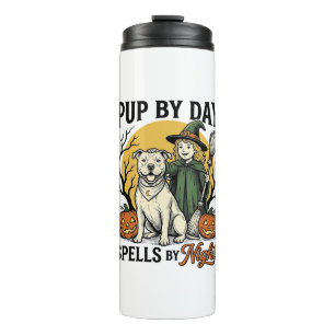 Halloween Dog Witch Shirt Vintage Engraving Pet Te Thermal Tumbler