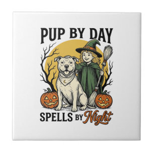 Halloween Dog Witch Shirt Vintage Engraving Pet Te Tile