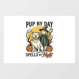 Halloween Dog Witch Shirt Vintage Engraving Pet Te Window Cling