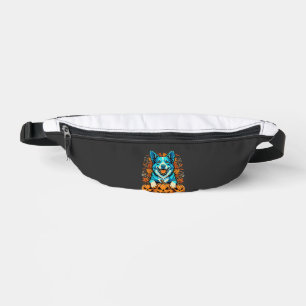 Halloween Dog With Jack O Lantern Pumpkins_1 Bum Bags
