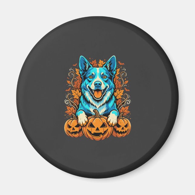 Halloween Dog With Jack O Lantern Pumpkins_1 Magnet (Front)