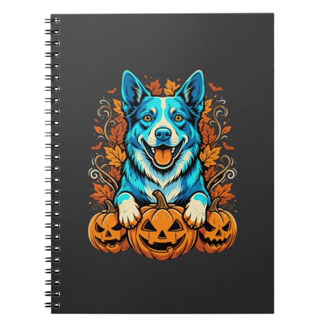 Halloween Dog With Jack O Lantern Pumpkins_1 Notebook (Front)