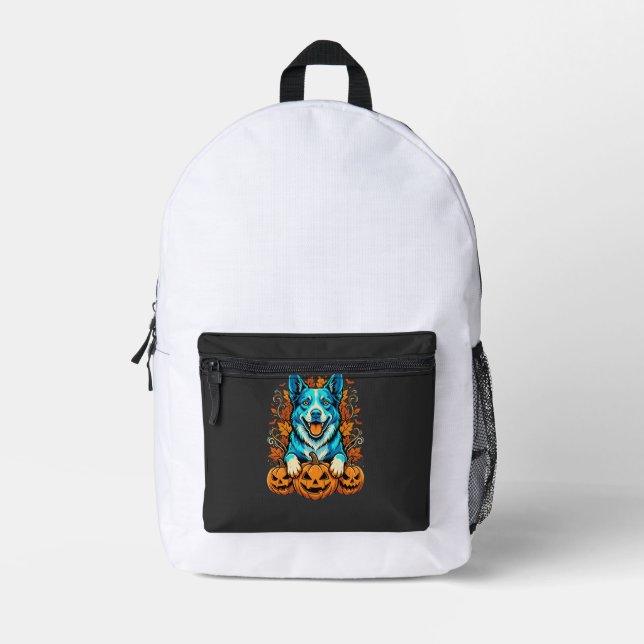 Halloween Dog With Jack O Lantern Pumpkins_1 Printed Backpack (Front)