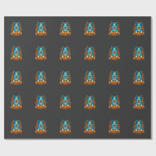 Halloween Dog With Jack O Lantern Pumpkins_1 Wrapping Paper