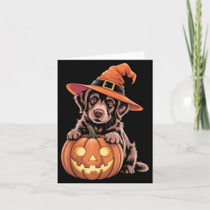 Halloween Dog With Pumpkin Lovers Funny Costume Card