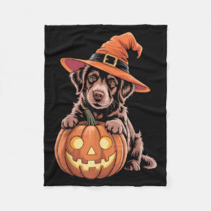 Halloween Dog With Pumpkin Lovers Funny Costume Fleece Blanket