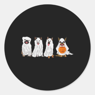 Halloween Dog With Pumpkin Spooky Halloween Dog Classic Round Sticker