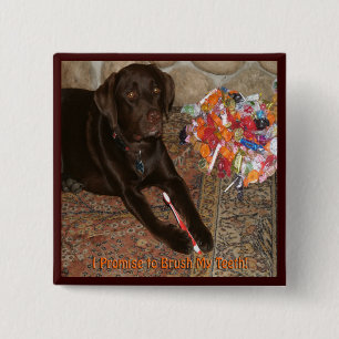 Halloween Dog with Sweet Tooth 15 Cm Square Badge